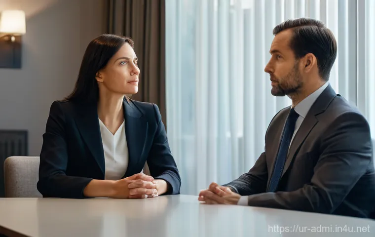 행정사로서 첫 번째 고객 상담 시 유의점 - **Prompt:** A focused male business consultant, dressed in a sharp, dark suit with a white shirt and...