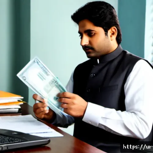 Home 17 행정사 업무 중 발생할 수 있는 윤리적 문제 - Photorealistic Pakistani administrative consultant in a modest Lahore office, seated at a desk with ...